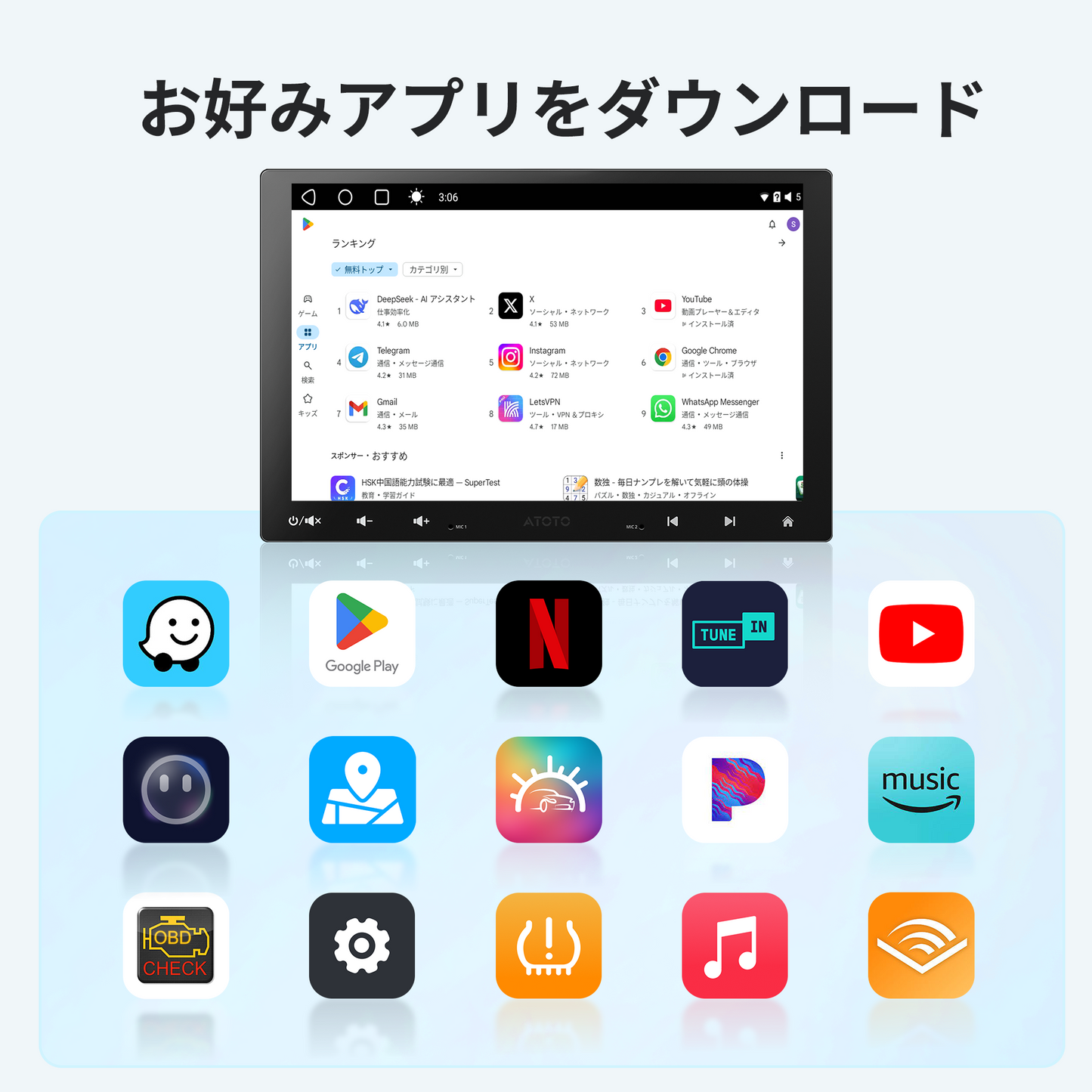 S8G1104MX-A 10.1インチ 4G+32G 1DIN &2DIN フローティング