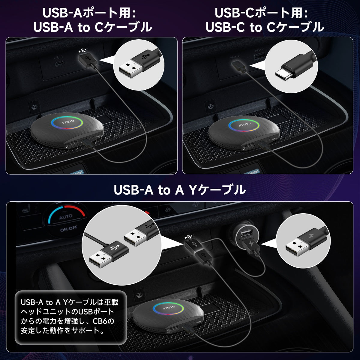 CB6B-J-BK ワイヤレスCarPlay AndroidAutoアダプター