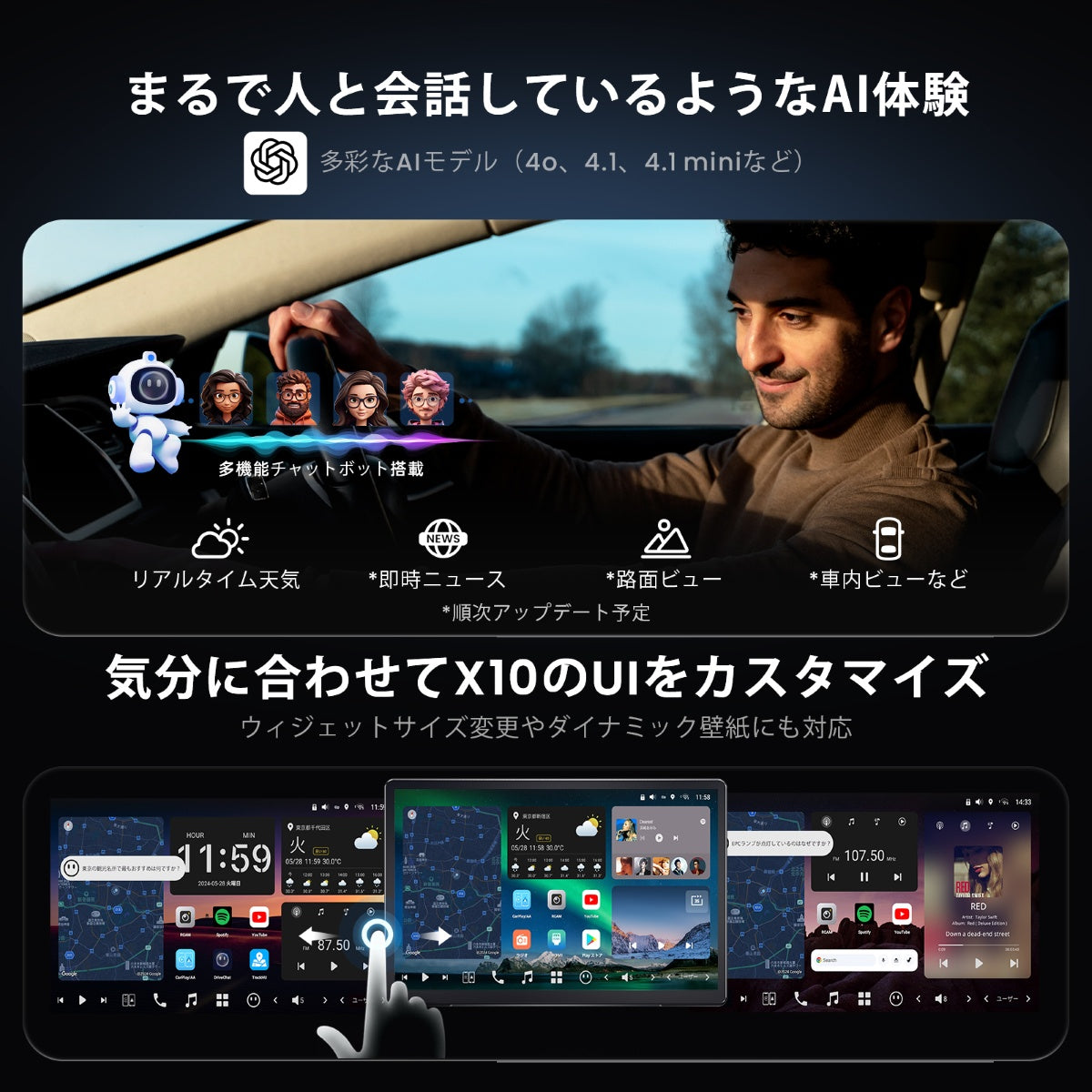 X10G141E 14.1インチ 8GB+128GB Androidカーナビ