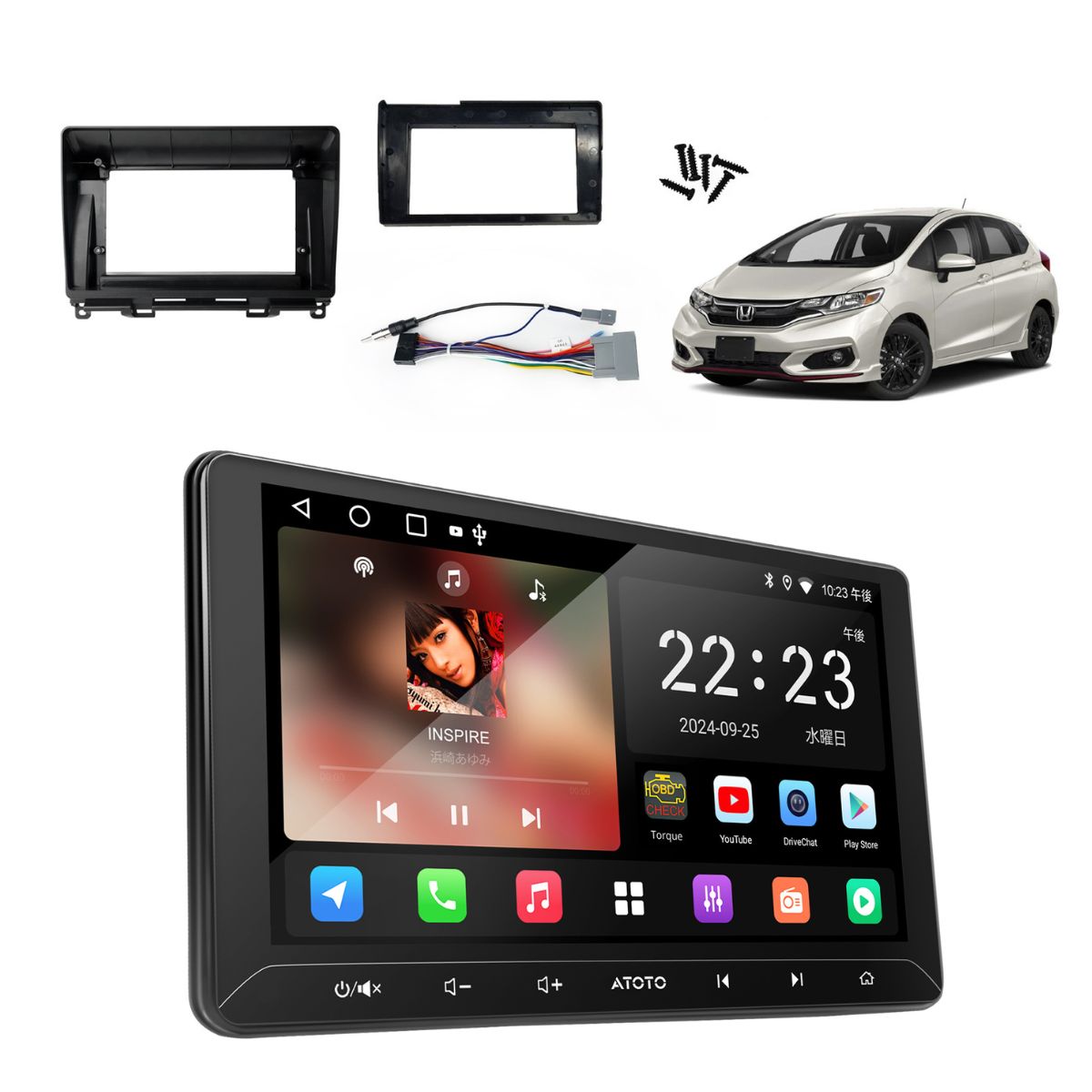 A5LG211T+AC-HDFT01X-ST ホンダ フィット専用 10.1インチ Androidナビ取付キットセット