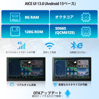 X10G209E Android 13.0 9インチ8G+128G、4G LTE 2DIN