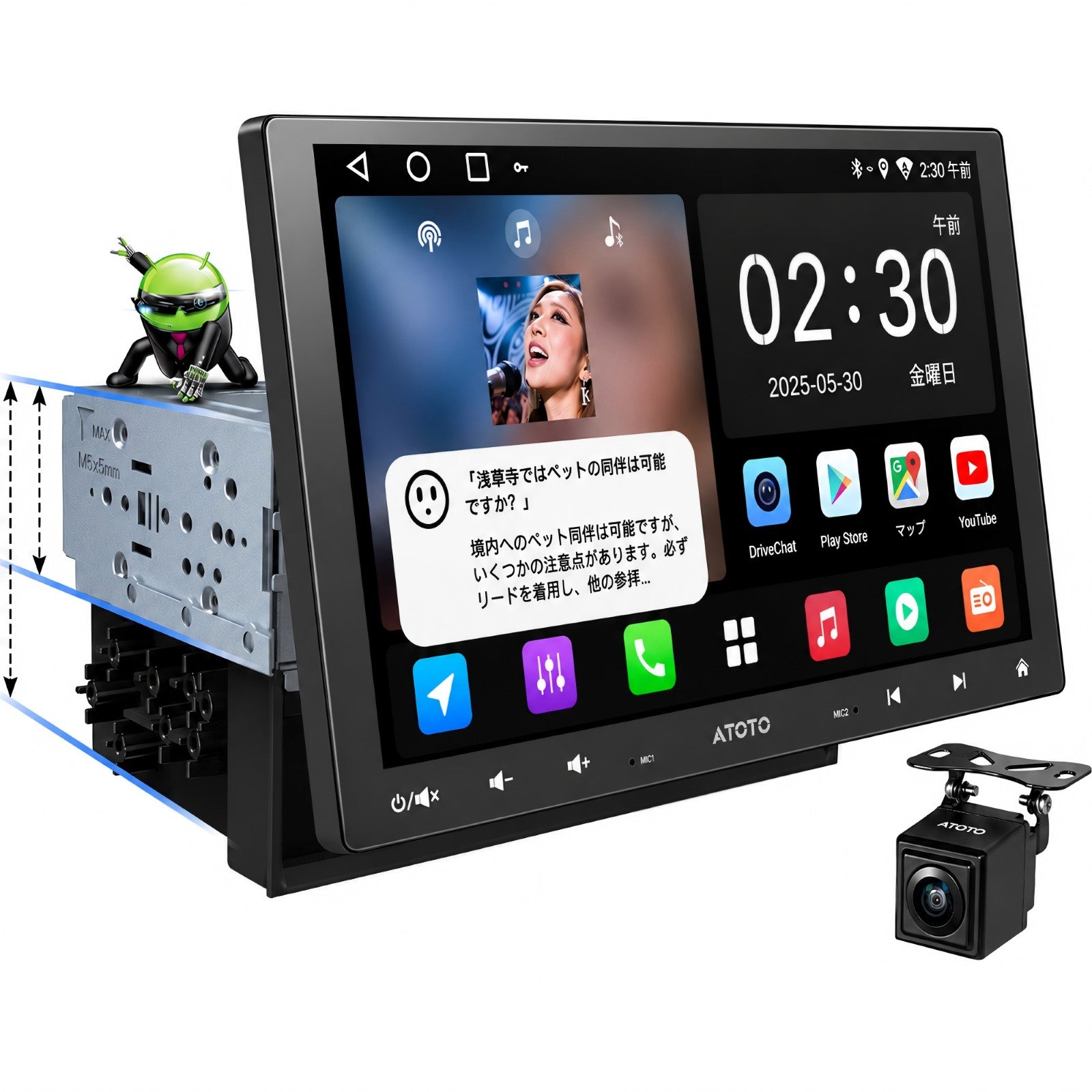 A5LG110T-S01 FlexView Pro 10.1インチ QLED Androidカーナビ カメラセット