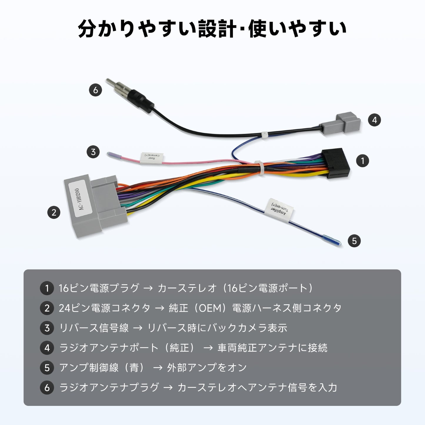 AC-IHD200 ホンダ専用 電源コード(16PIN)