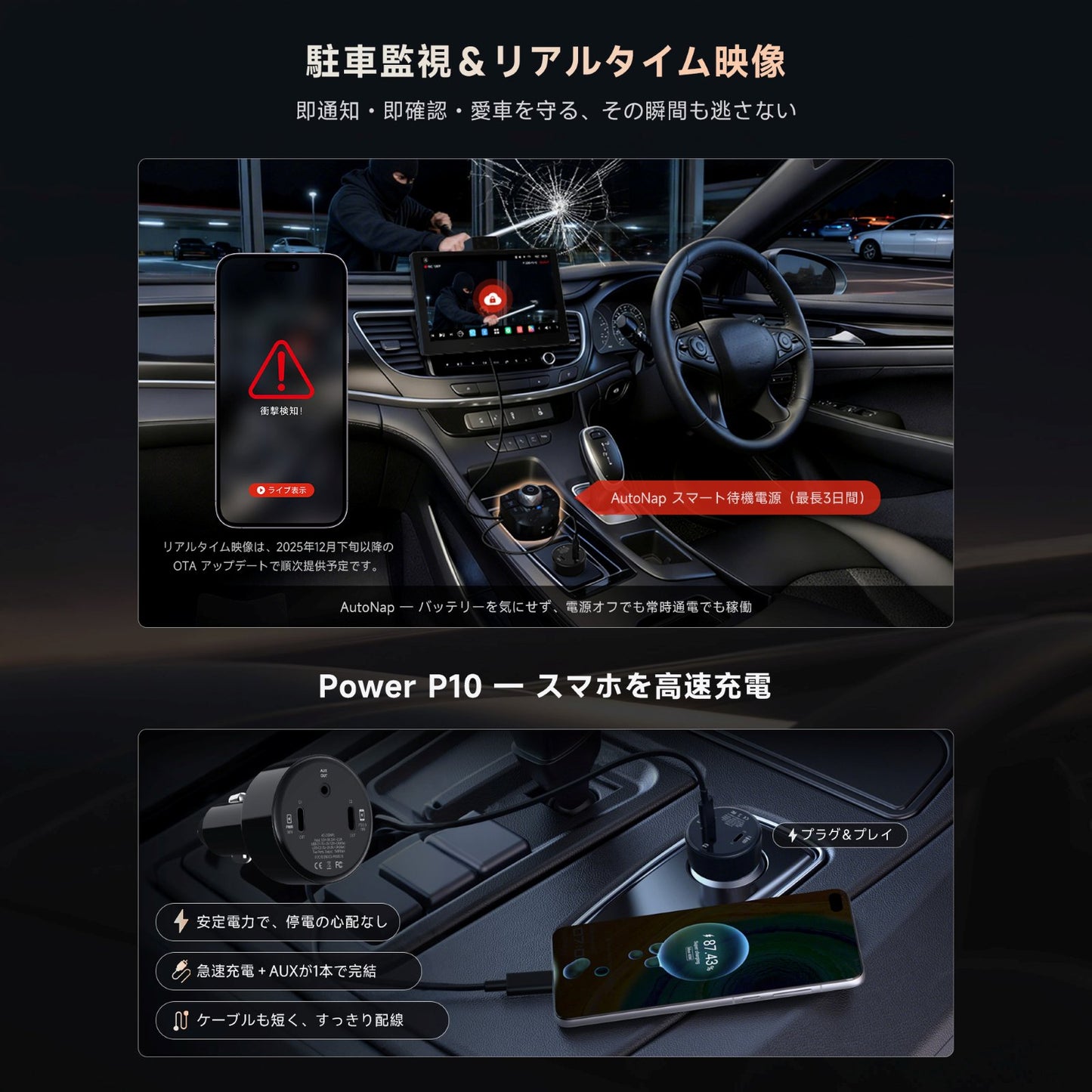 P1009M2M 9インチ QLED Androidポータブルナビ