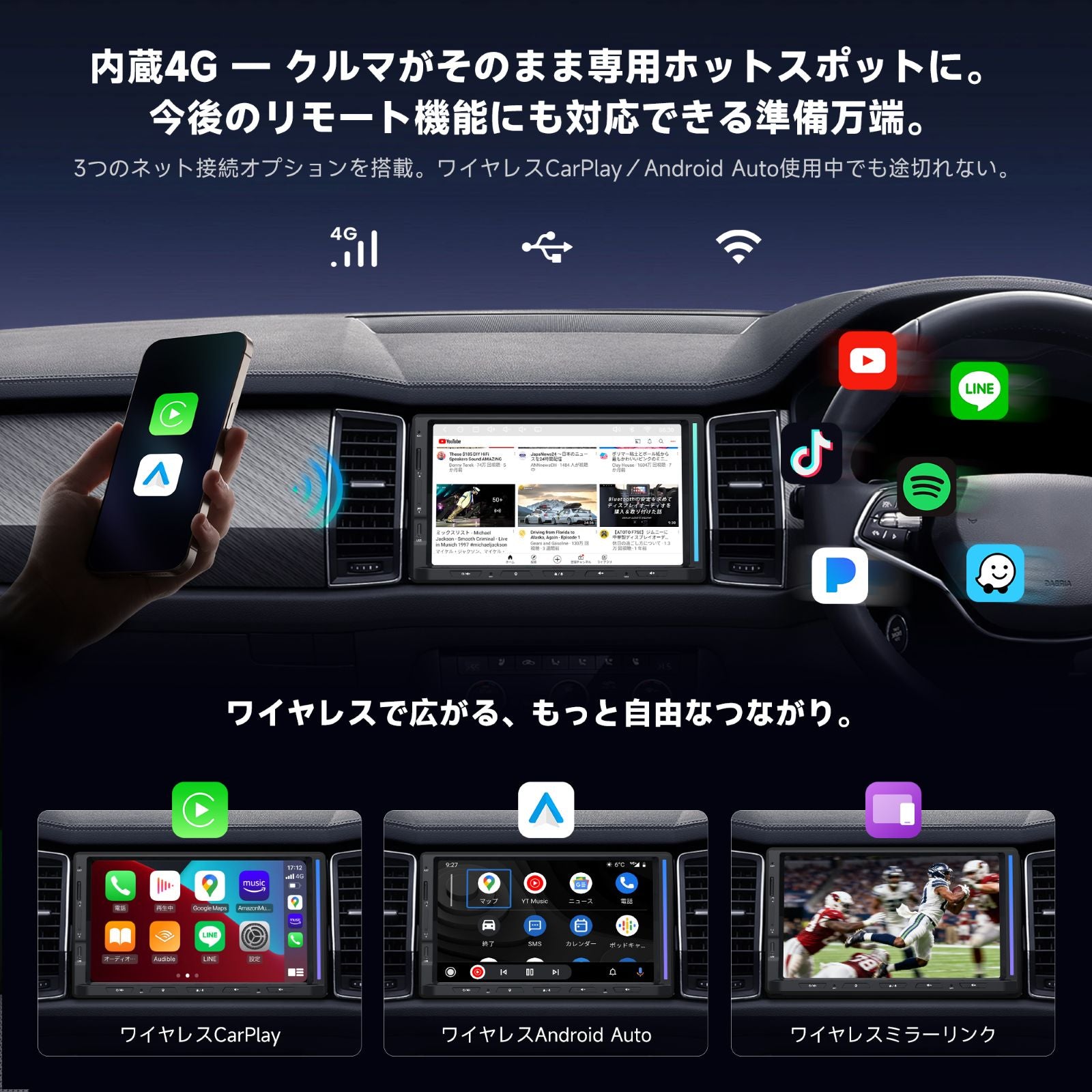 S84G2D7PB S8 Gen4 7インチ QLED Androidカーナビ 4GB+64GB – ATOTO JP