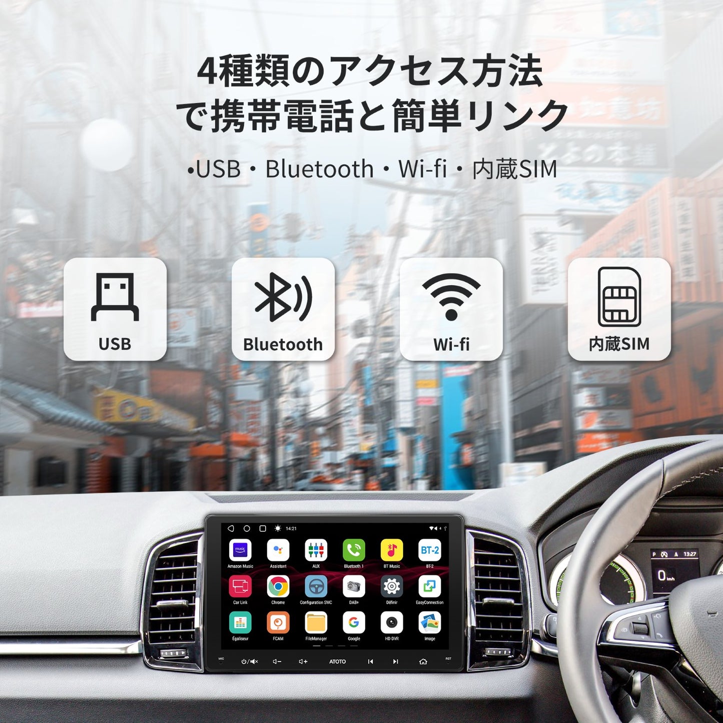 S8G2114MX（4G+32G) 10.1インチ フルタッチ型 2DIN