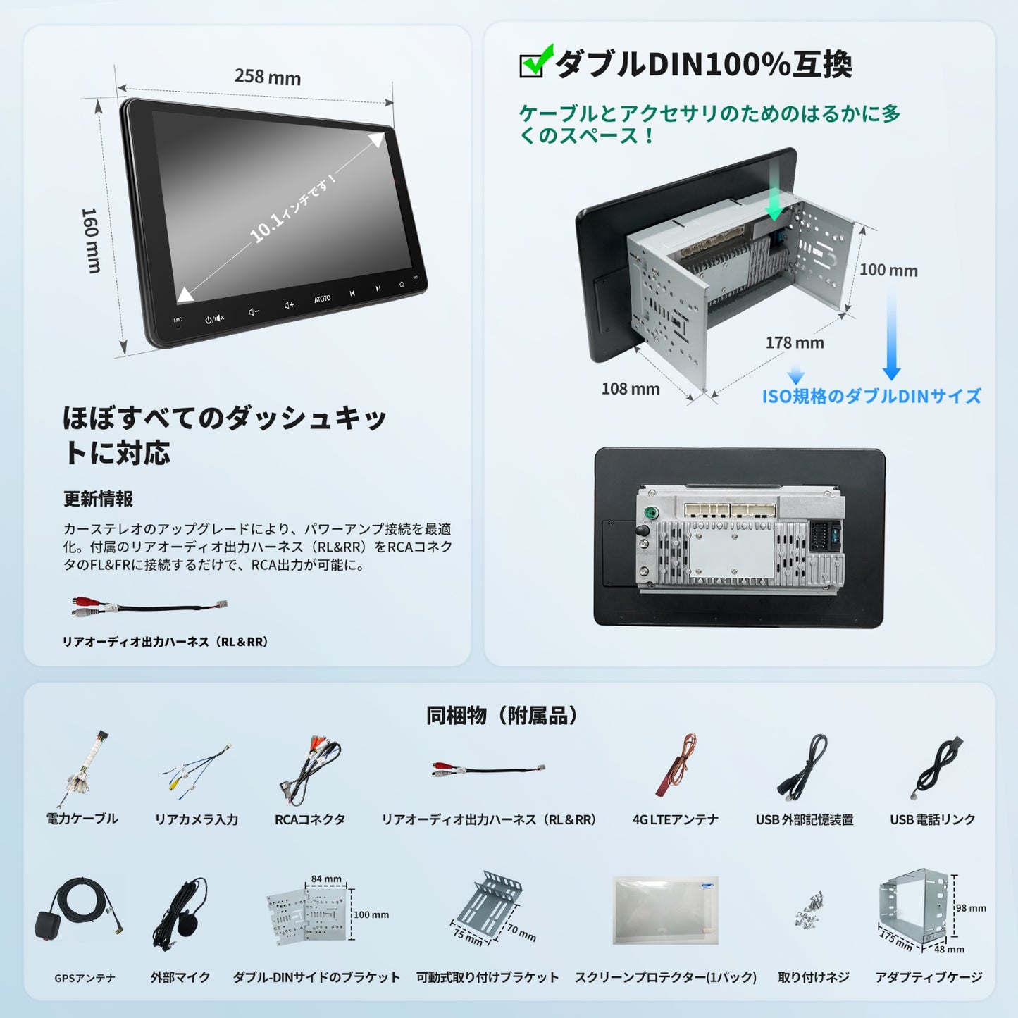 S8G2114MX（4G+32G) 10.1インチ フルタッチ型 2DIN