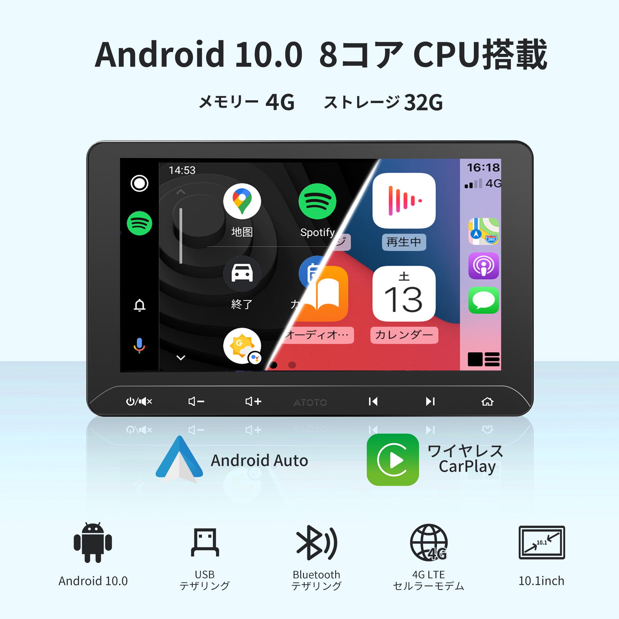 ATOTO S8G2114P(4G＋32G) S8G2114MX 10.1インチ フルタッチ型 2DIN 4G+32G – ATOTO JP Store 公式店