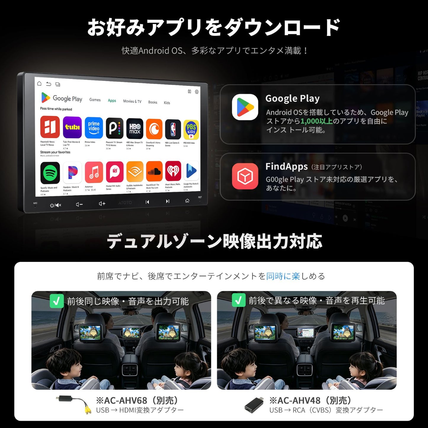 S8G211KSD 10インチAndroidカーステレオ 4GB+ 64GB