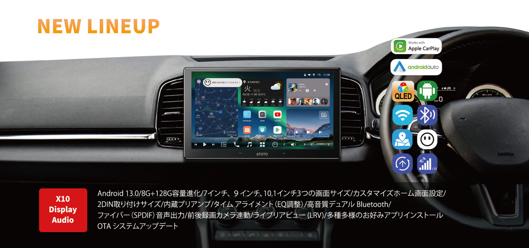 未使用！P8 ATOTO CarPlay/Android いじらしく Auto ATOTO